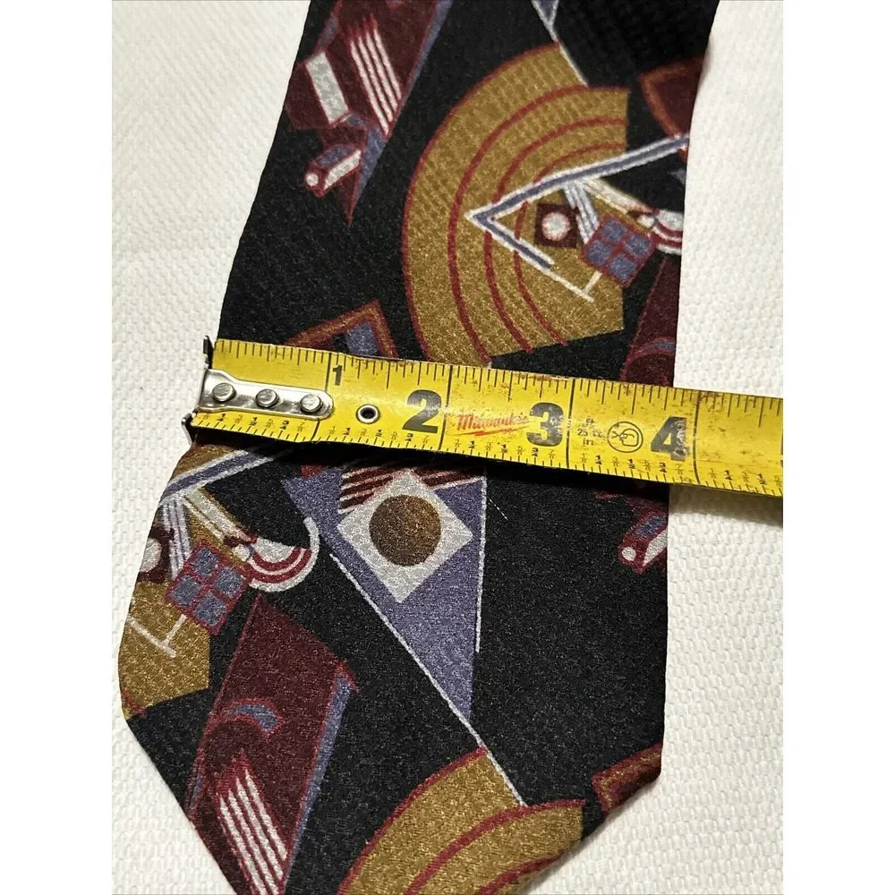 Jhane Barnes Men tie multicolor 100% silk made in Japan Abstract Retro 90s Style